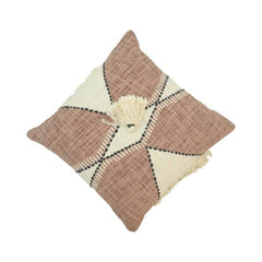 Boho Geometric Printed & Embroidered Cushion Cover with Tassels – 45x45 cm