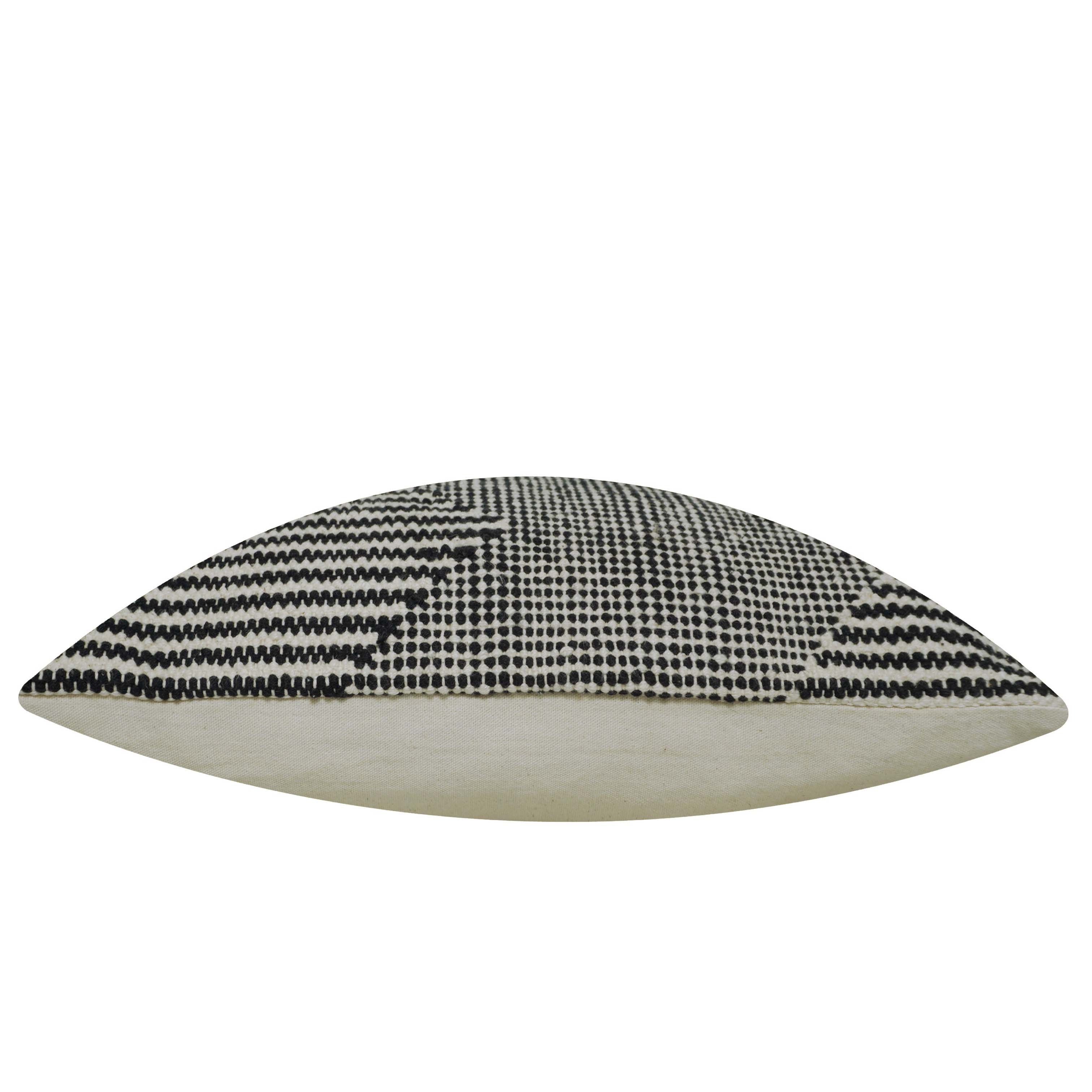 Handwoven Cotton Cushion Cover 45x45 cm – Black & Ivory Abstract Geometric Pattern