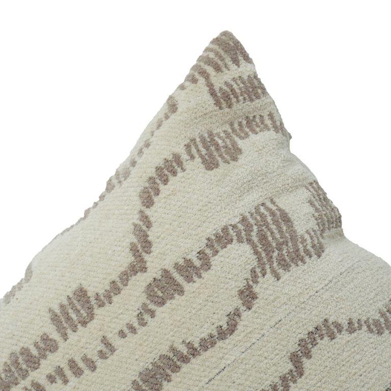 Beige Textured Jacquard Cushion Cover 45x45 cm | Woven Abstract Pattern | Modern Neutral Home Decor Pillow - Bulk manufacturer & supplier from Panipat, India