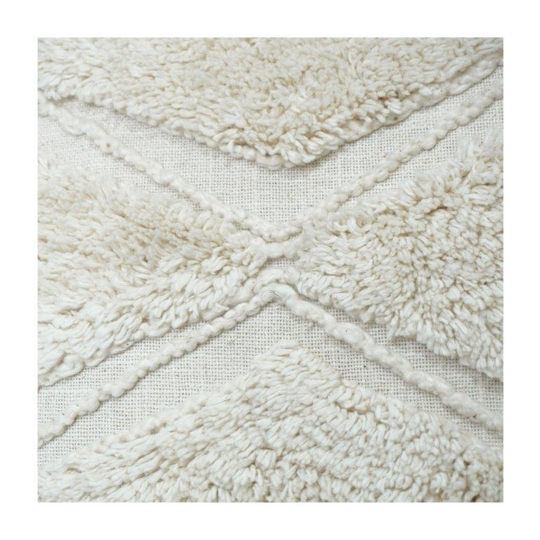 Tufted Cotton Cushion Cover 45x45 cm | Textured Diamond Pattern | Soft Neutral Decorative Pillow Cover with Hidden Zipper