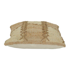 Rustic Handwoven Jute Cushion Cover with Textured Patchwork Design | Natural Boho Throw Pillow Cover | 45x45 cm
