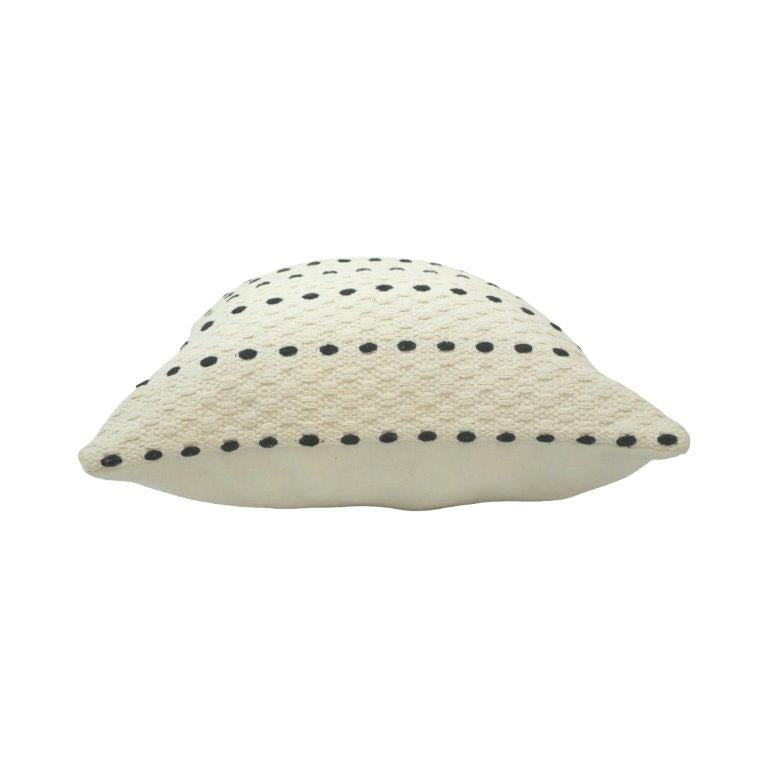 Handmade Cotton Cushion Cover 45x45 cm | Textured Black Dotted Striped Design | Modern Boho Decorative Pillow Cover - Bulk manufacturer & supplier from Panipat, India