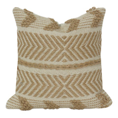 Handwoven Jute & Cotton Cushion Cover – Geometric Boho Pattern | Textured Handmade Throw Pillow Cover | Neutral Rustic Home Décor (18x18 Inch)