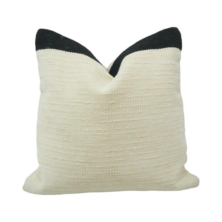Ivory Black Corner Accent Cotton Cushion Cover | Textured Bouclé Style | 45x45 cm - Bulk manufacturer & supplier from Panipat, India