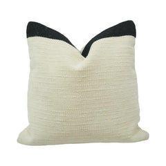 Ivory Black Corner Accent Cotton Cushion Cover | Textured Bouclé Style | 45x45 cm