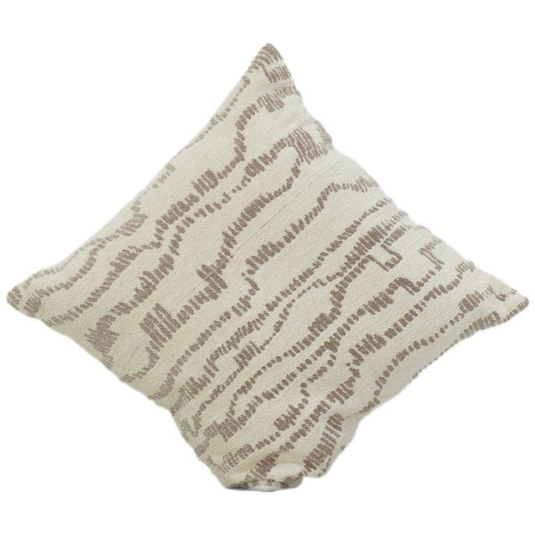 Beige Textured Jacquard Cushion Cover 45x45 cm | Woven Abstract Pattern | Modern Neutral Home Decor Pillow - Bulk manufacturer & supplier from Panipat, India