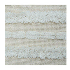 Handmade Textured Cotton Cushion Cover 45x45 cm | Boho Cream Fringe Pillow Cover | Woven Decorative Cushion