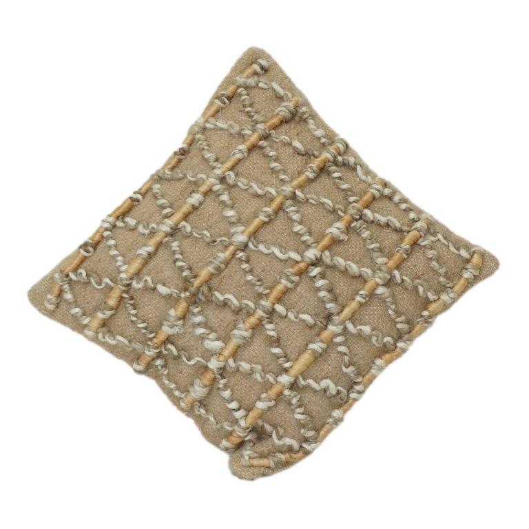 Housse de coussin en jute tissée à la main avec motif en treillis de corde texturée | Housse de coussin décorative rustique et bohème | 45x45 cm - Bulk manufacturer & supplier from Panipat, India