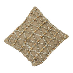 Handwoven Jute Cushion Cover with Textured Rope Lattice Design | Natural Rustic Boho Décor Pillow Cover | 18x18 Inch