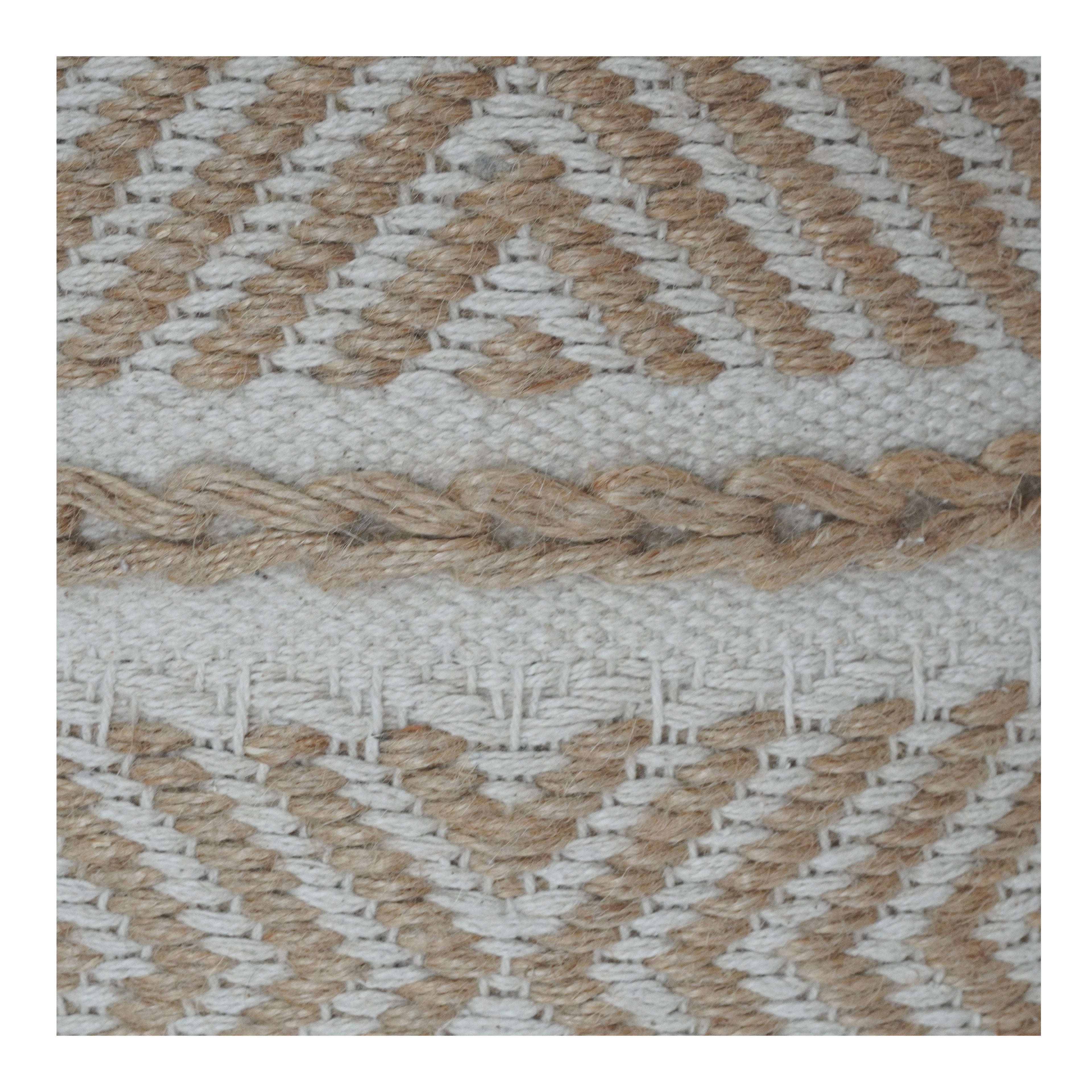 Handwoven Jute & Cotton Cushion Cover – Geometric Boho Pattern | Textured Handmade Throw Pillow Cover | Neutral Rustic Home Décor (18x18 Inch)