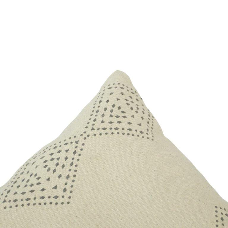 Hand Block Printed Cotton Cushion Cover – Geometric Border Design | Beige | 45x45 cm