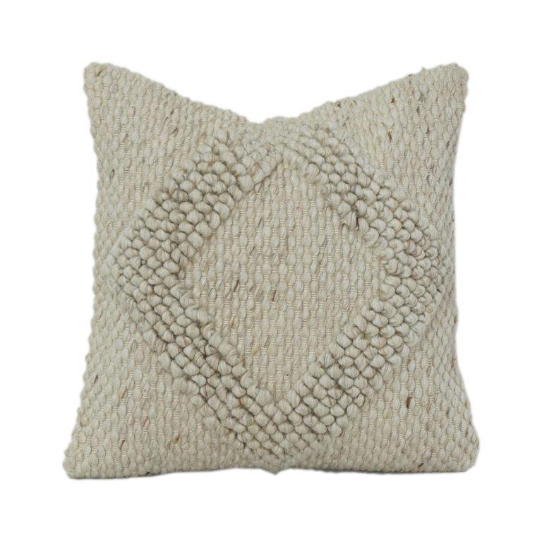 Textured Cotton Cushion Cover with Tufted Heart Design | Handmade Neutral Decorative Pillow Cover | 18x18 Inch - Bulk manufacturer & supplier from Panipat, India