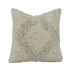 Strukturierter Kissenbezug aus Baumwolle mit getuftetem Herz-Design | Handgemachter neutraler Dekokissenbezug | 45x45 cm