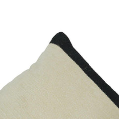 Ivory Black Corner Accent Cotton Cushion Cover | Textured Bouclé Style | 45x45 cm