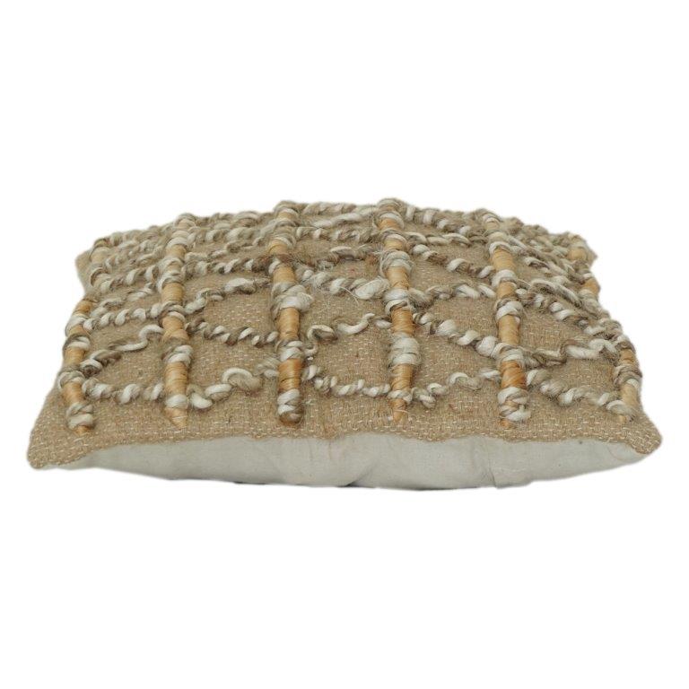 Housse de coussin en jute tissée à la main avec motif en treillis de corde texturée | Housse de coussin décorative rustique et bohème | 45x45 cm - Bulk manufacturer & supplier from Panipat, India