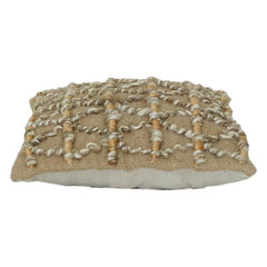 Handwoven Jute Cushion Cover with Textured Rope Lattice Design | Natural Rustic Boho Décor Pillow Cover | 18x18 Inch