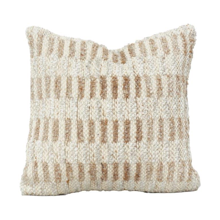 Textured Cotton Viscose Cushion Cover – Neutral Woven Stripe Design | 45x45 cm