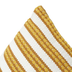 Handwoven Cotton Cushion Cover 45x45 cm – Mustard Yellow Textured Stripe Design | Handmade Decorative Pillow Case