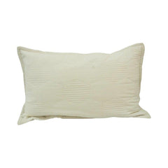 Luxury Velvet Embroidered Cushion Cover – Geometric Quilted Design | 40 x 60 cm | Off White Decorative Pillow Cover