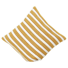Handwoven Cotton Cushion Cover 45x45 cm – Mustard Yellow Textured Stripe Design | Handmade Decorative Pillow Case