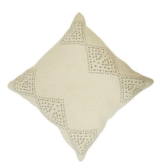 Hand Block Printed Cotton Cushion Cover – Geometric Border Design | Beige | 45x45 cm