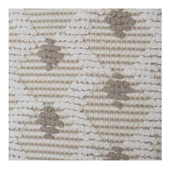 Beige strukturierter Kissenbezug aus Baumwolle mit geometrischer Blumenstickerei | Neutraler Boho-Dekokissenbezug (45x45 cm)
