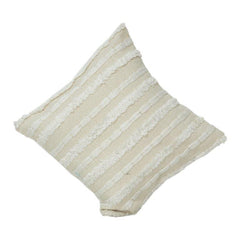 Handmade Textured Cotton Cushion Cover 45x45 cm | Boho Cream Fringe Pillow Cover | Woven Decorative Cushion