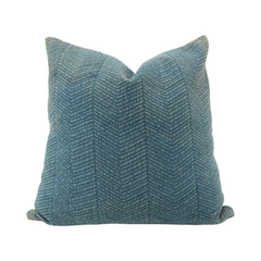 Teal Chevron Textured Cushion Cover | Soft Woven Cotton Pillow Cover | 45x45 cm Decorative Cushion