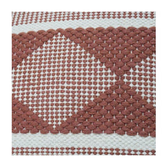 Rust Geometric Embroidered Cotton Cushion Cover | Textured Boho Throw Pillow Case | 18x18 Inch Decorative Accent