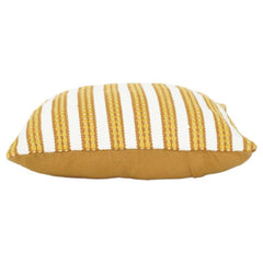 Handwoven Cotton Cushion Cover 45x45 cm – Mustard Yellow Textured Stripe Design | Handmade Decorative Pillow Case