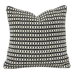Housse de Coussin Géométrique en Coton Tissée Main Noir et Blanc 45x45 cm | Coussin Décoratif Texturé Moderne | Décoration Bohème Minimale