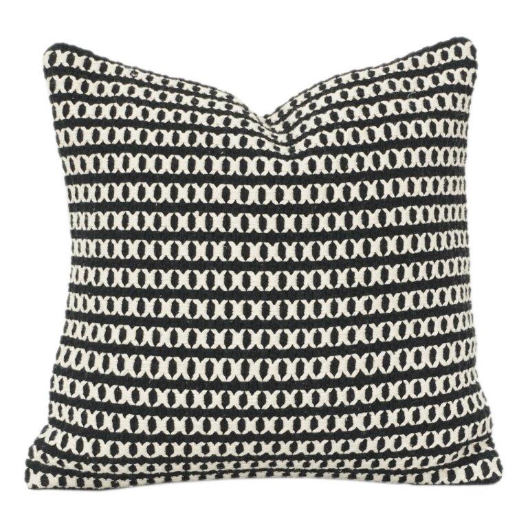 Handwoven Black & White Geometric Cotton Cushion Cover 45x45 cm | Modern Textured Throw Pillow | Boho Minimal Home Decor