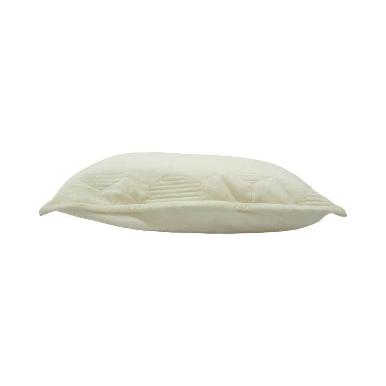 Luxury Velvet Embroidered Cushion Cover – Geometric Quilted Design | 40 x 60 cm | Off White Decorative Pillow Cover - Bulk manufacturer & supplier from Panipat, India