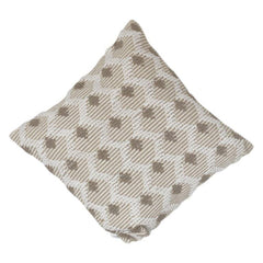 Beige strukturierter Kissenbezug aus Baumwolle mit geometrischer Blumenstickerei | Neutraler Boho-Dekokissenbezug (45x45 cm)