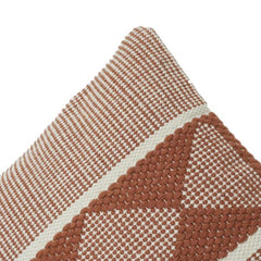Rust Geometric Embroidered Cotton Cushion Cover | Textured Boho Throw Pillow Case | 18x18 Inch Decorative Accent