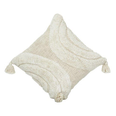 Tufted Cotton Cushion Cover 45x45 cm – Textured Abstract Neutral Design with Tassels