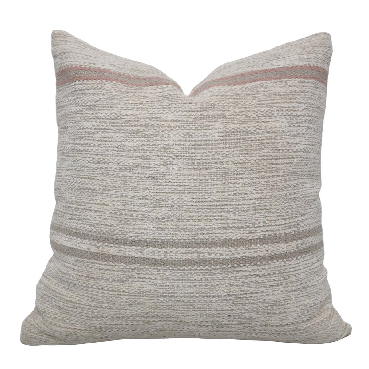 Handmade Handwoven Cotton Cushion Cover 45x45 cm | Neutral Striped Textured Throw Pillow Cover | Boho Farmhouse Home Décor | Concealed Zip - Bulk manufacturer & supplier from Panipat, India