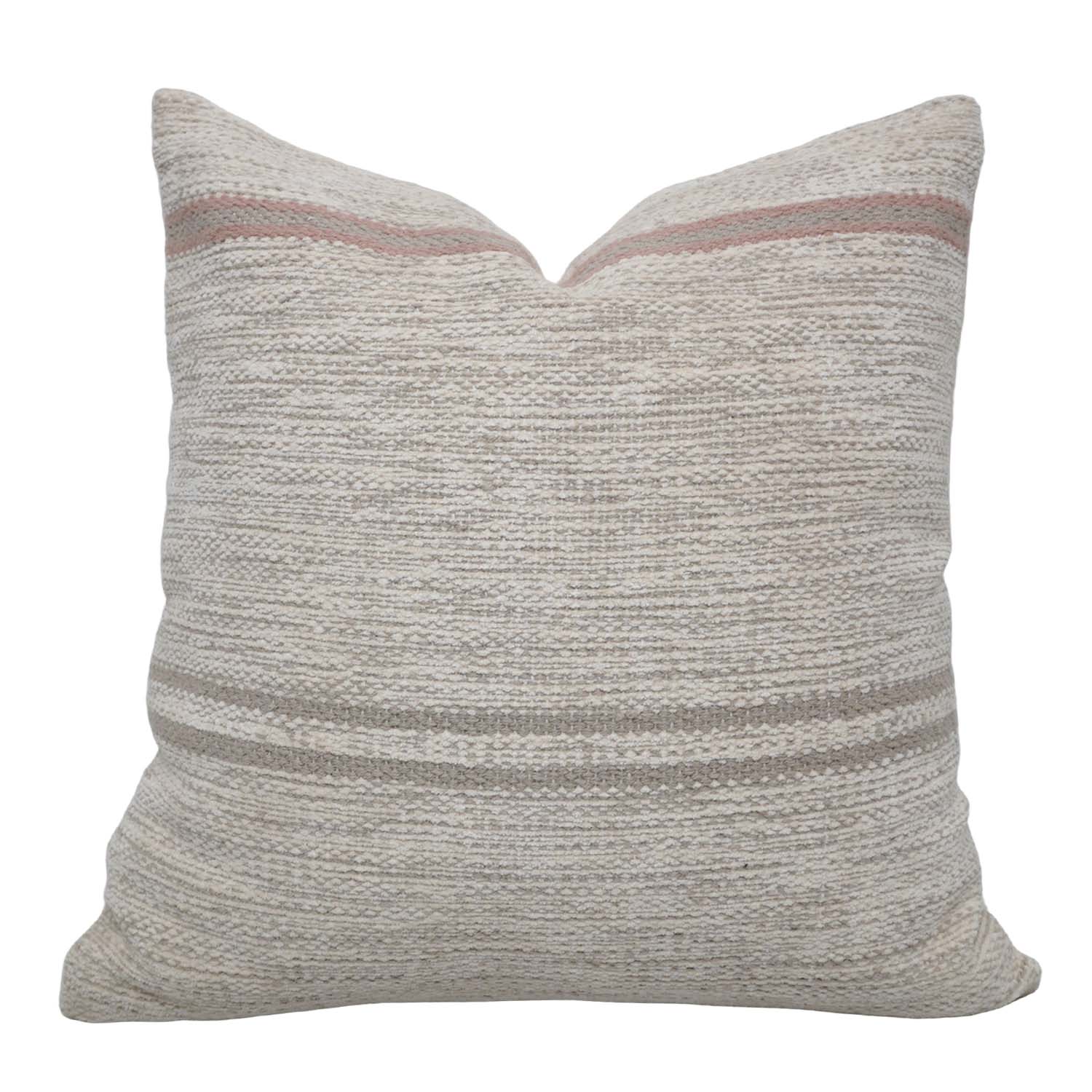 Handmade Handwoven Cotton Cushion Cover 45x45 cm | Neutral Striped Textured Throw Pillow Cover | Boho Farmhouse Home Décor | Concealed Zip