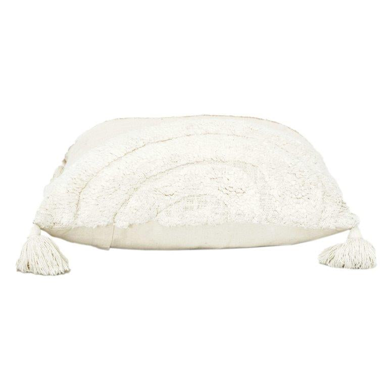 Getufteter Baumwoll-Kissenbezug 45x45 cm – Texturiertes, abstraktes, neutrales Design mit Quasten - Bulk manufacturer & supplier from Panipat, India