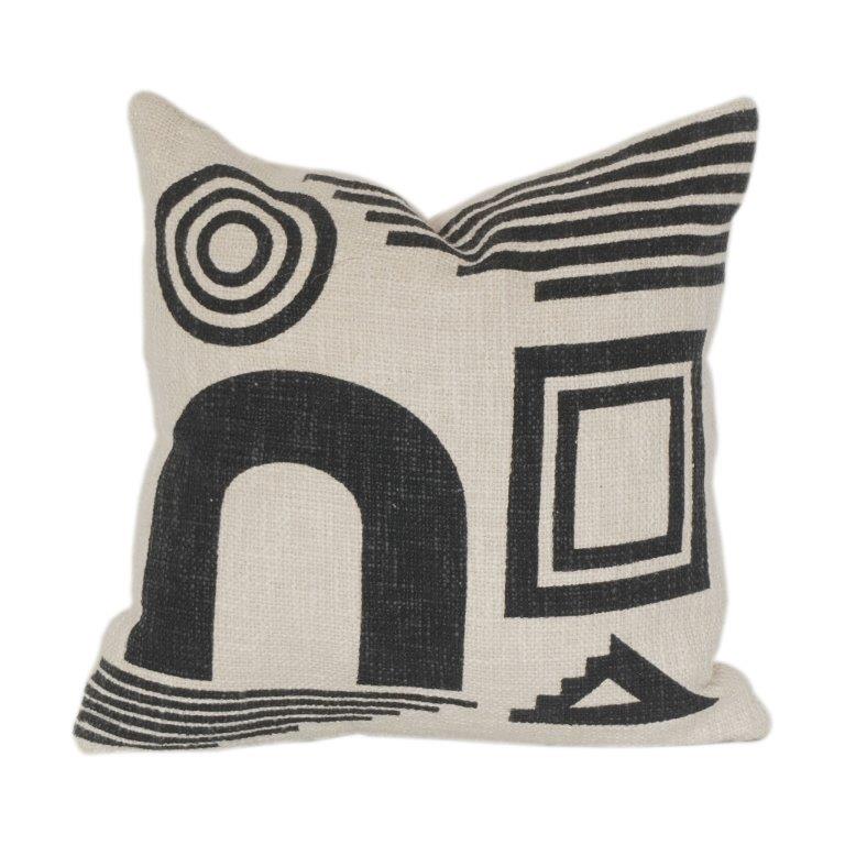 Modern Black & White Geometric Cotton Cushion Cover | Abstract Minimalist Throw Pillow | 18x18 Inch - Bulk manufacturer & supplier from Panipat, India