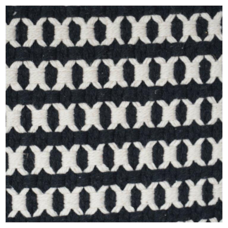 Handwoven Black & White Geometric Cotton Cushion Cover 45x45 cm | Modern Textured Throw Pillow | Boho Minimal Home Decor