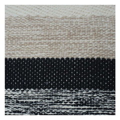 Textured Cotton Cushion Cover 40x60 cm | Neutral Beige & Black Striped Design | Handwoven Decorative Pillow Cover with Hidden Zipper