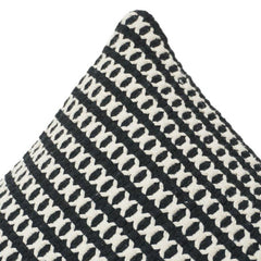 Housse de Coussin Géométrique en Coton Tissée Main Noir et Blanc 45x45 cm | Coussin Décoratif Texturé Moderne | Décoration Bohème Minimale
