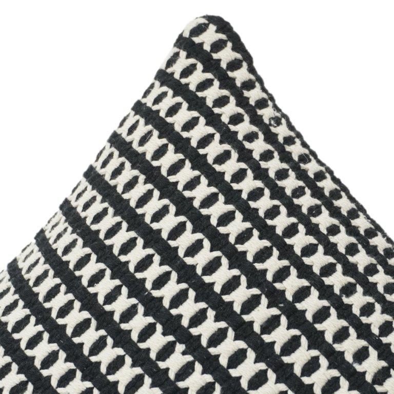 Handwoven Black & White Geometric Cotton Cushion Cover 45x45 cm | Modern Textured Throw Pillow | Boho Minimal Home Decor