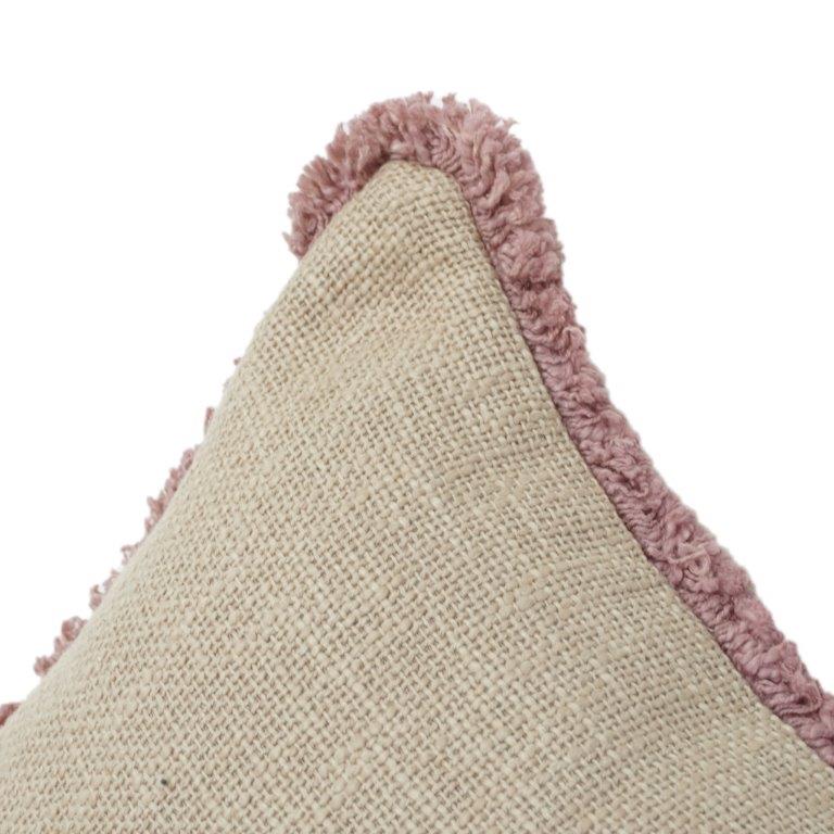 Housse de coussin premium aspect lin avec bords frangés – Housse de coussin décorative beige neutre (45x45 cm) - Bulk manufacturer & supplier from Panipat, India