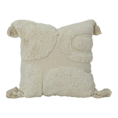 Cream Tufted Cotton Cushion Cover with Geometric Texture | Soft Neutral Decorative Pillow Cover (18x18 Inch)