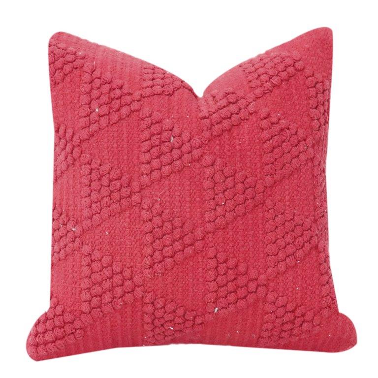 Dekorativer roter Kissenbezug – Handgefertigtes getuftetes Chevron-Muster | 45x45 cm - Bulk manufacturer & supplier from Panipat, India