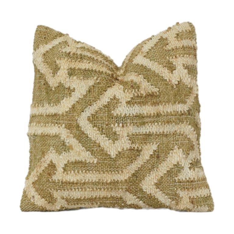 Handwoven Jute Cushion Cover with Textured Geometric Pattern | Natural Rustic Boho Throw Pillow Cover | 45x45 cm