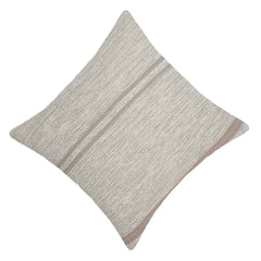 Handmade Handwoven Cotton Cushion Cover 45x45 cm | Neutral Striped Textured Throw Pillow Cover | Boho Farmhouse Home Décor | Concealed Zip