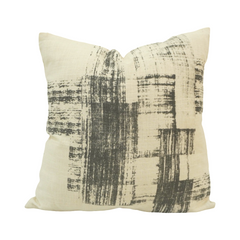 Modern Abstract Printed Cotton Cushion Cover – Beige & Charcoal | 45x45 cm Decorative Pillow Cover